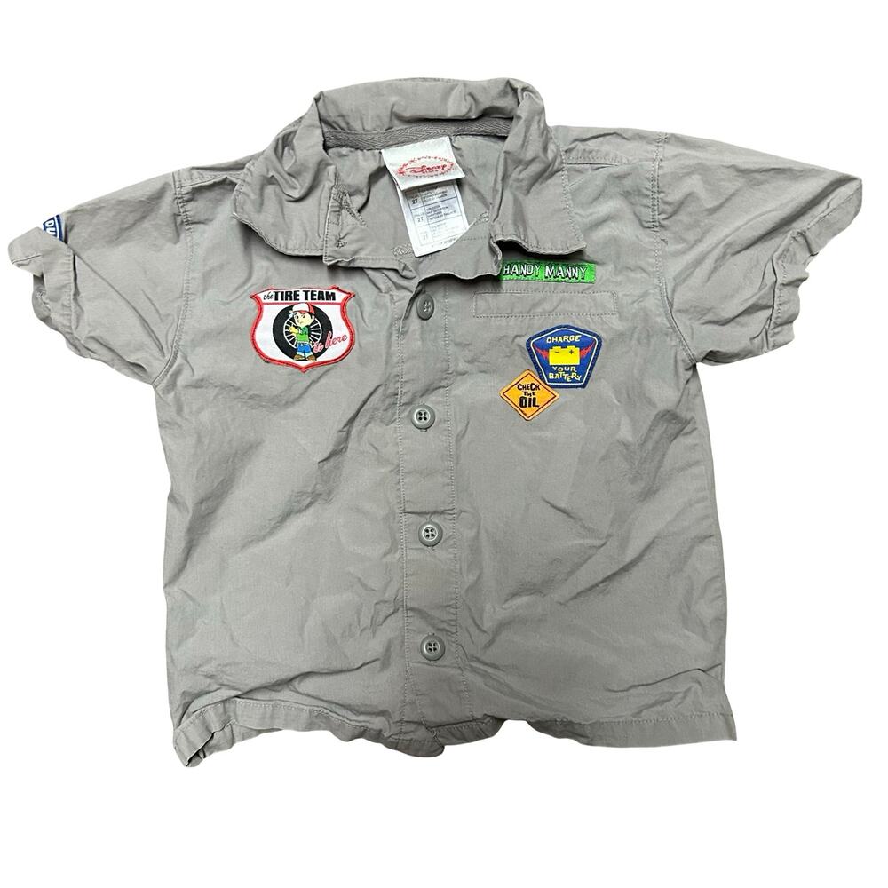 Y2K Kids Disney Store Handy Manny Button Up Shirt 2T Patches Motorcycles